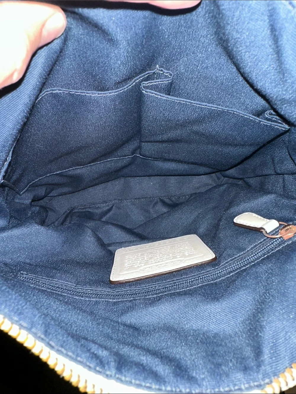 Coach Signature Denim Canvas Crossbody in Chalk and Blue